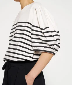 balloon sleeve tee stripes