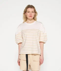 balloon sleeve tee stripes