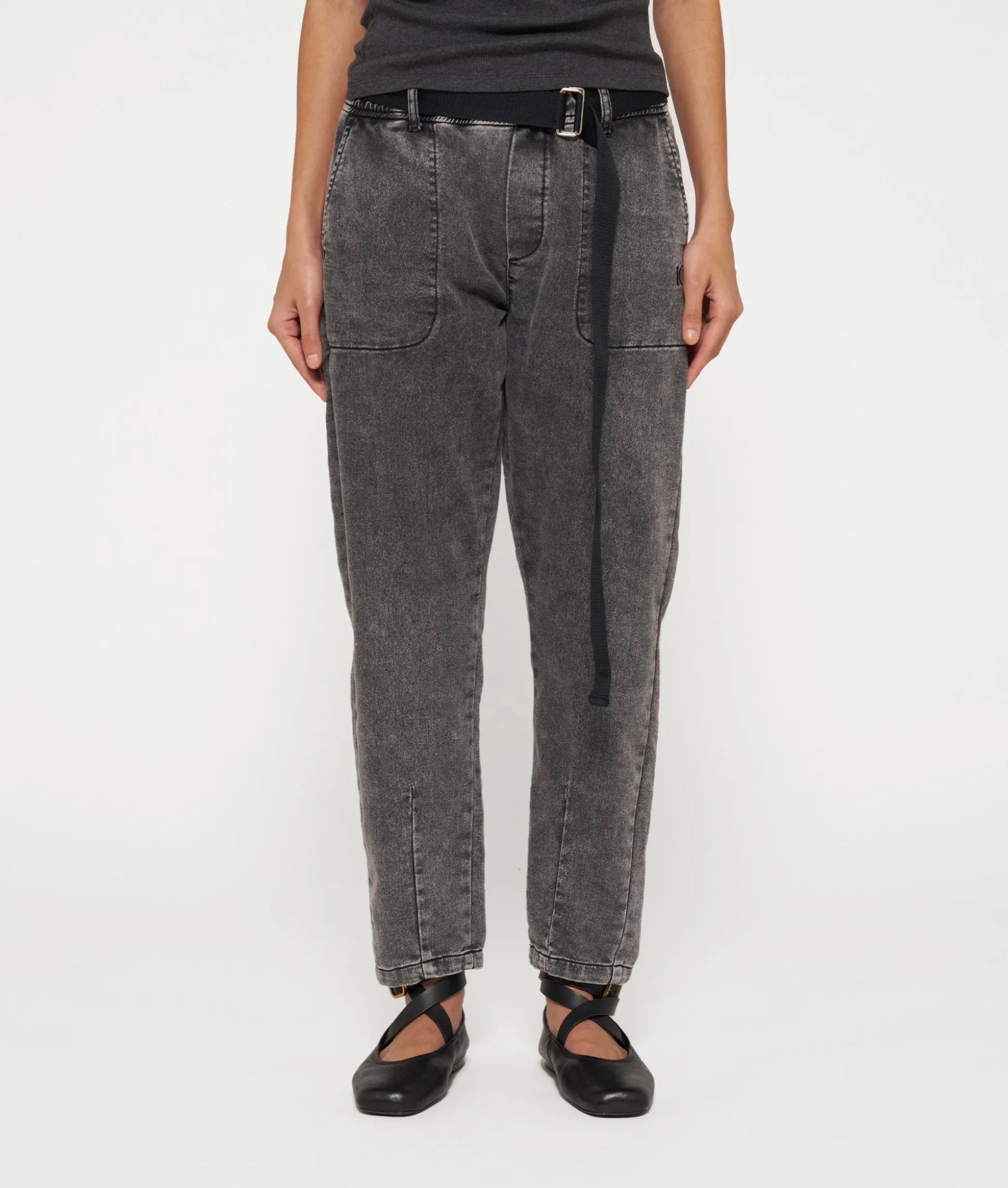 belted pants jog denim