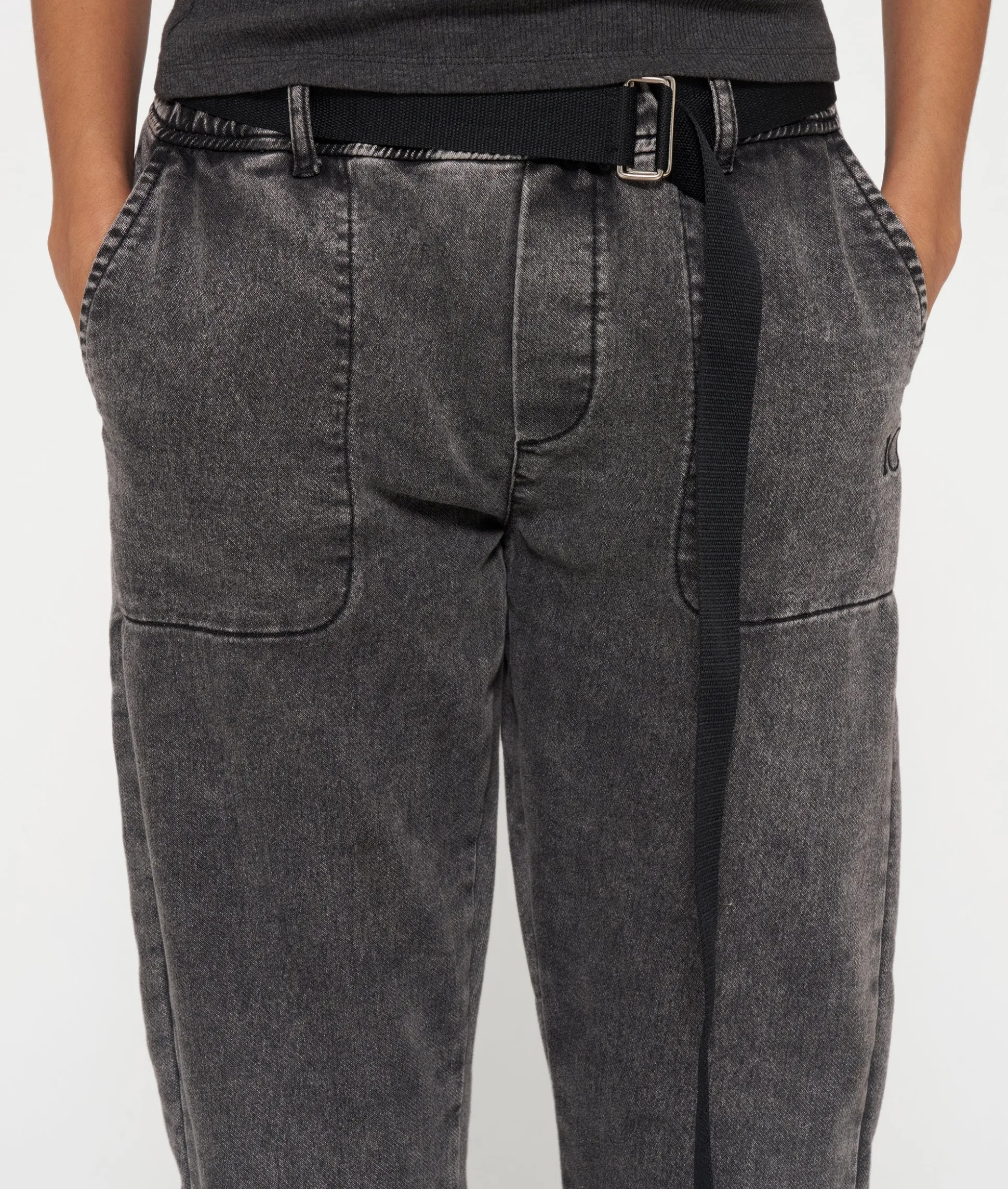 belted pants jog denim
