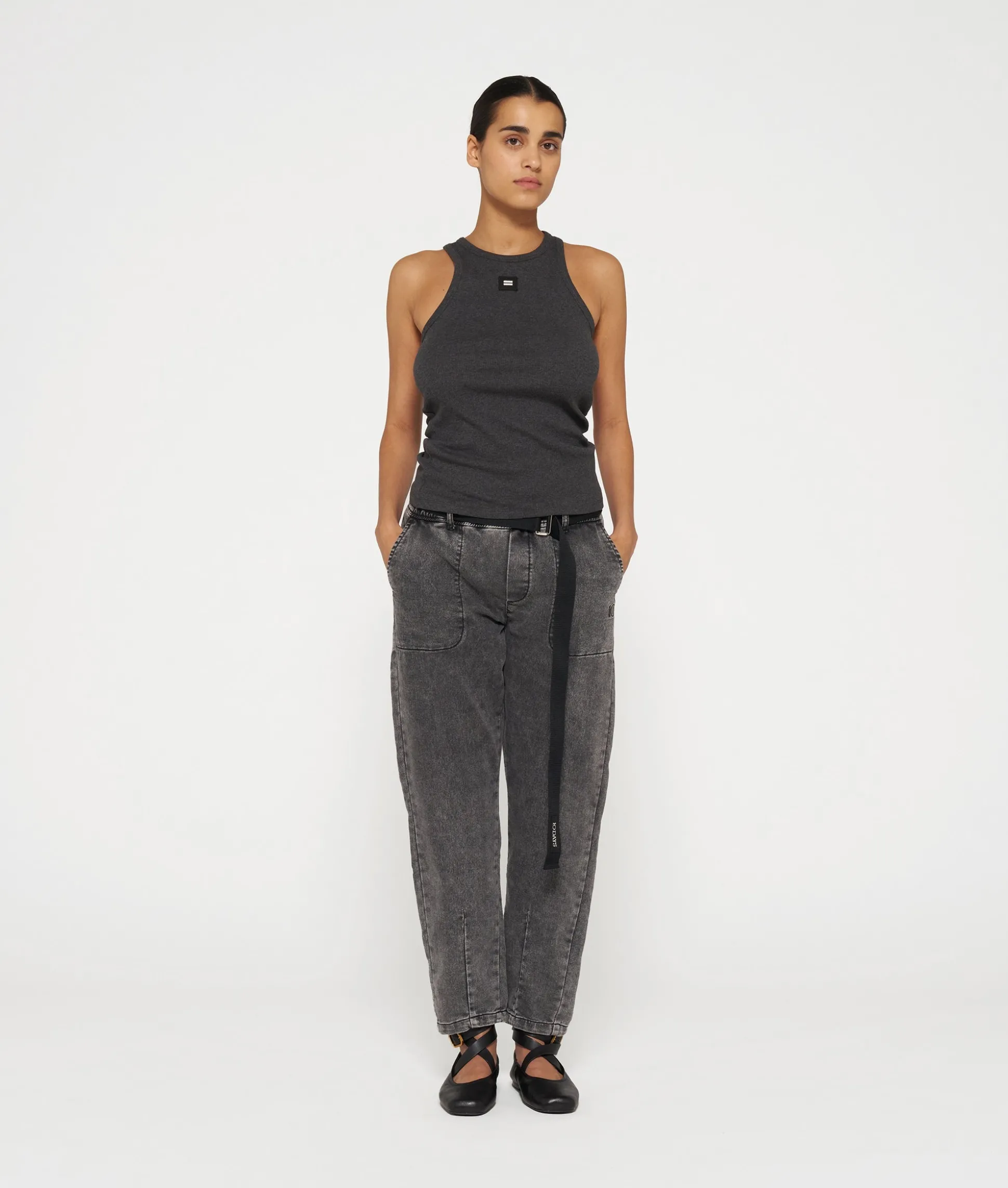belted pants jog denim