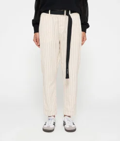 belted pants pinstripe