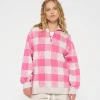 high neck zip sweater check