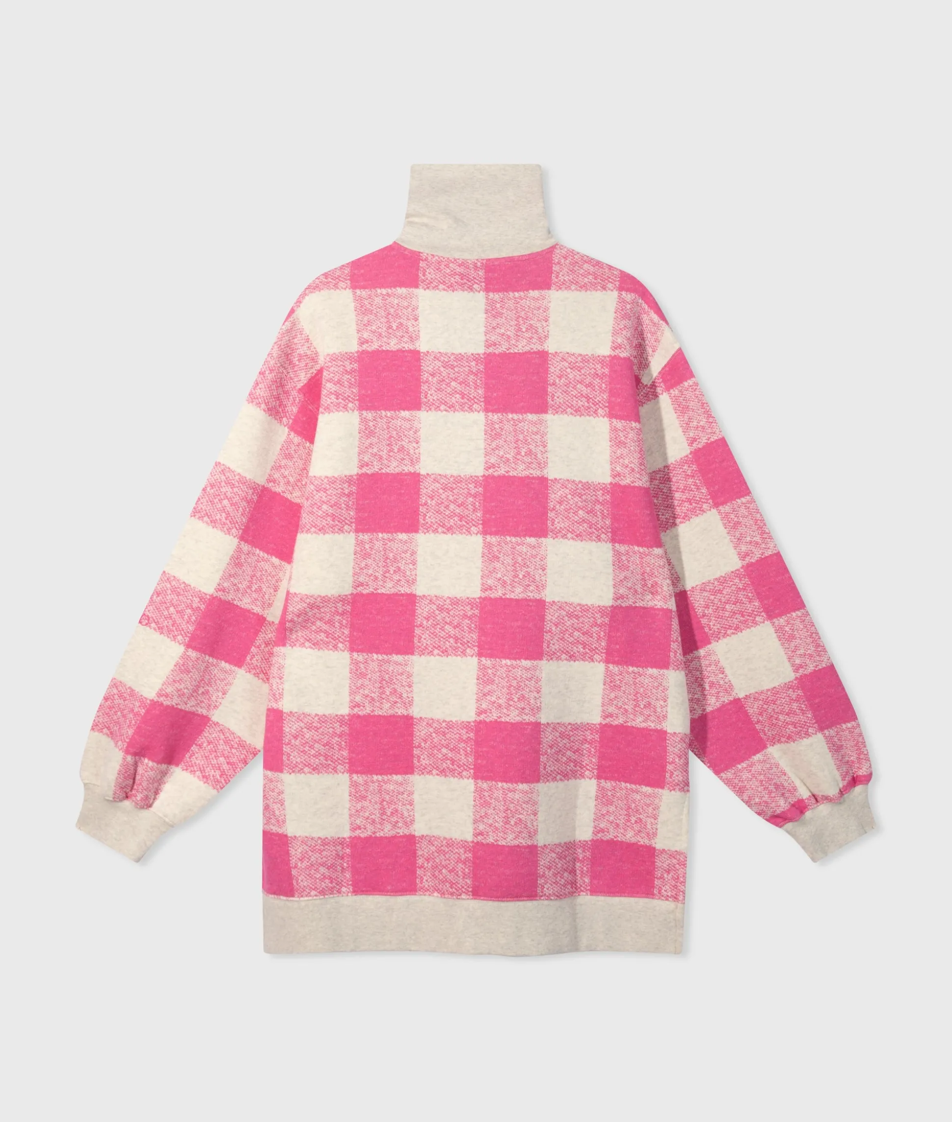 high neck zip sweater check