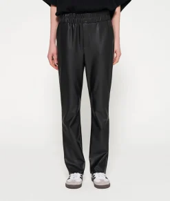leather look flared pants
