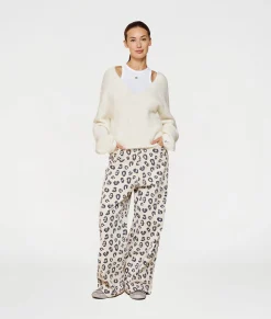 wide twill pants leopard