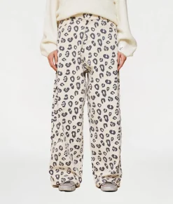 wide twill pants leopard